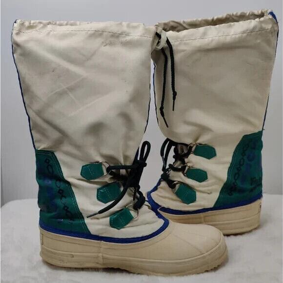 Vintage Sorel Multicolor Lace Up Snow Boots Size 8 - Picture 6 of 9